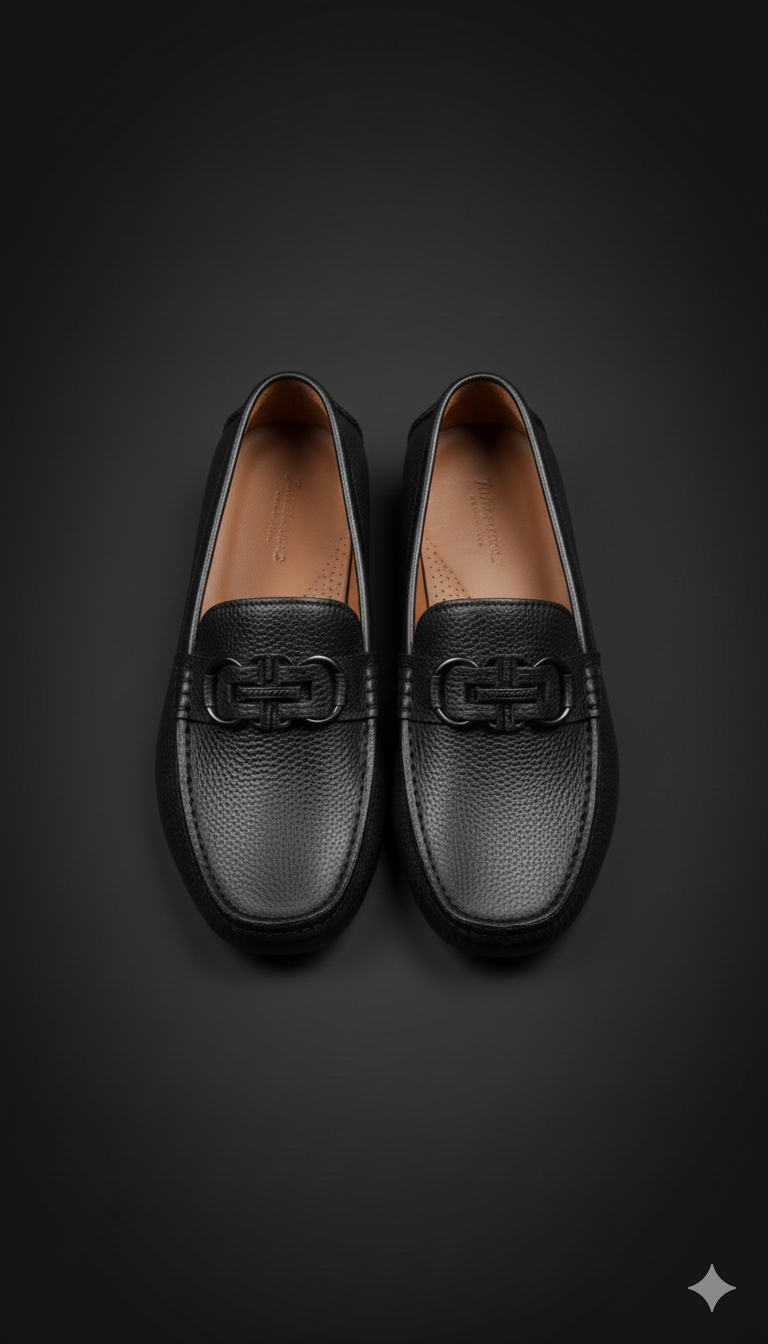 MOCASSIN FERRAGAMO HERRAJE NEGRO